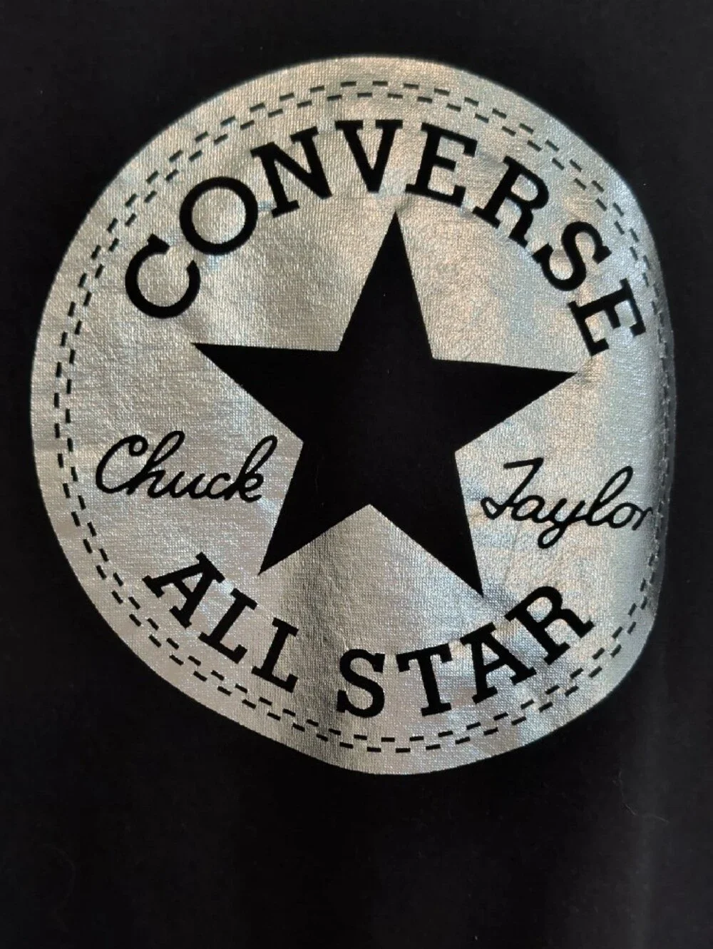 Converse Black Hoodie with Metallic Silver All Star Logo